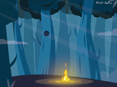 Forest Night animation 💚 2d 2danimation animatecc animation animation2d environment fire forest jungle night thunder