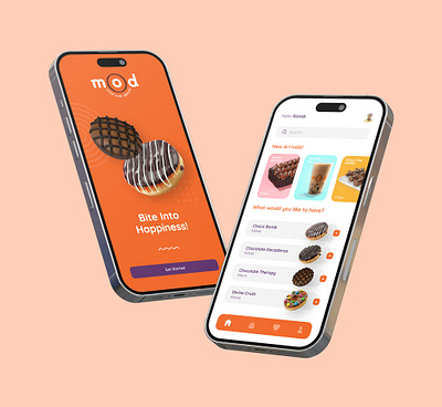 Mobile App :: Mad Over Donuts beverages cleandesign deserts donuts figma foodapp mobileapp pastelcolors photoshop uiux userinterface