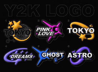 "Y2K" 3D logo 3d branding design logo star y2k