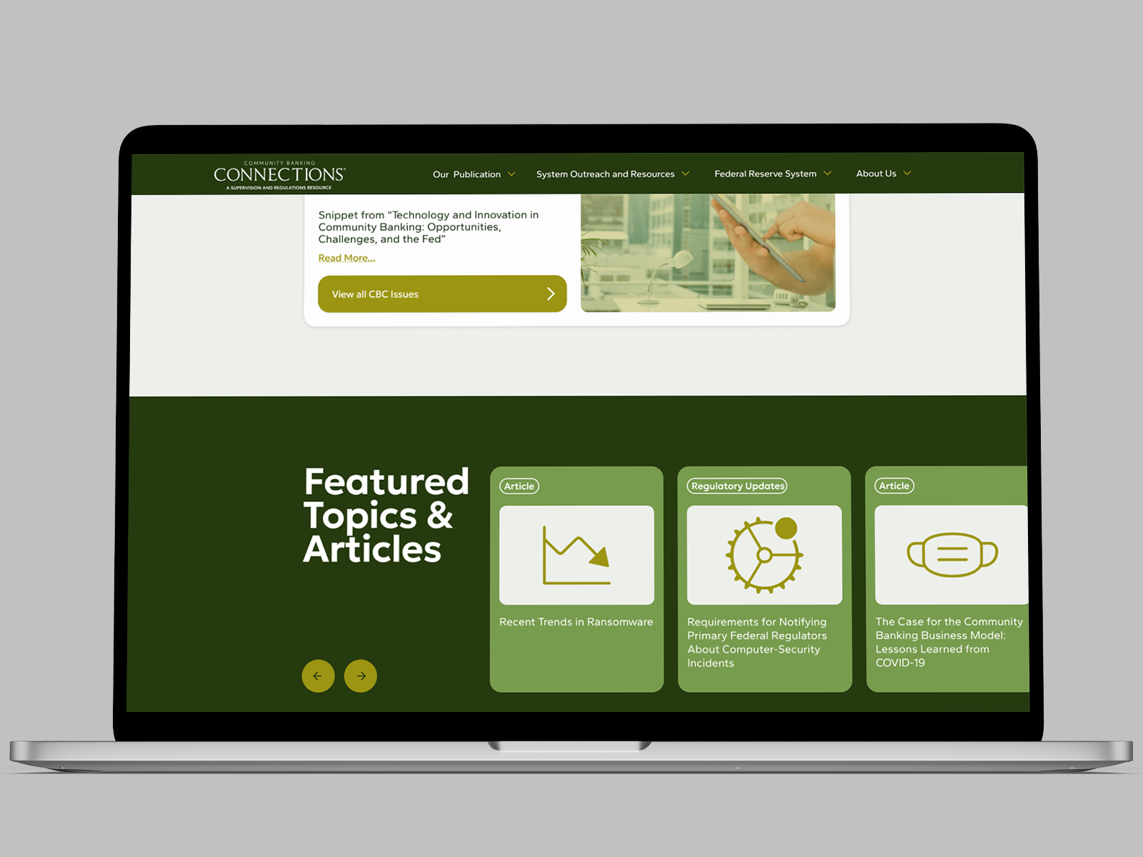 CBC Federal Reserve Community cbc community corporate federal reserve green landing page money web design website