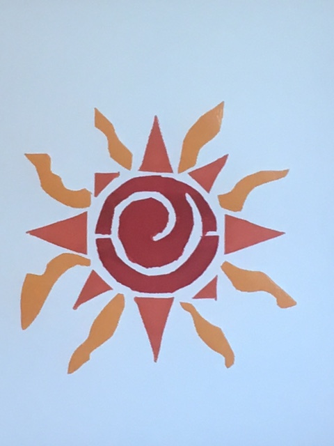 sun design done using silkscreen techniques