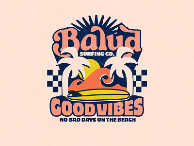 Balud Surfing Co. adventure badge logo beach design graphic design logo nature surfing vector