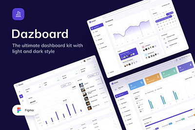 Dazboard -The Ultimate Dashboard Kit animation app concept dark dashboard design desktop interface figma kit prototype template ui ux light wireframe