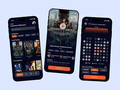 Movie Ticket App application bookingticketapp figma landingpage mobileapp mockups movieticketapp uidesigner uiux uiuxdesign userinterface