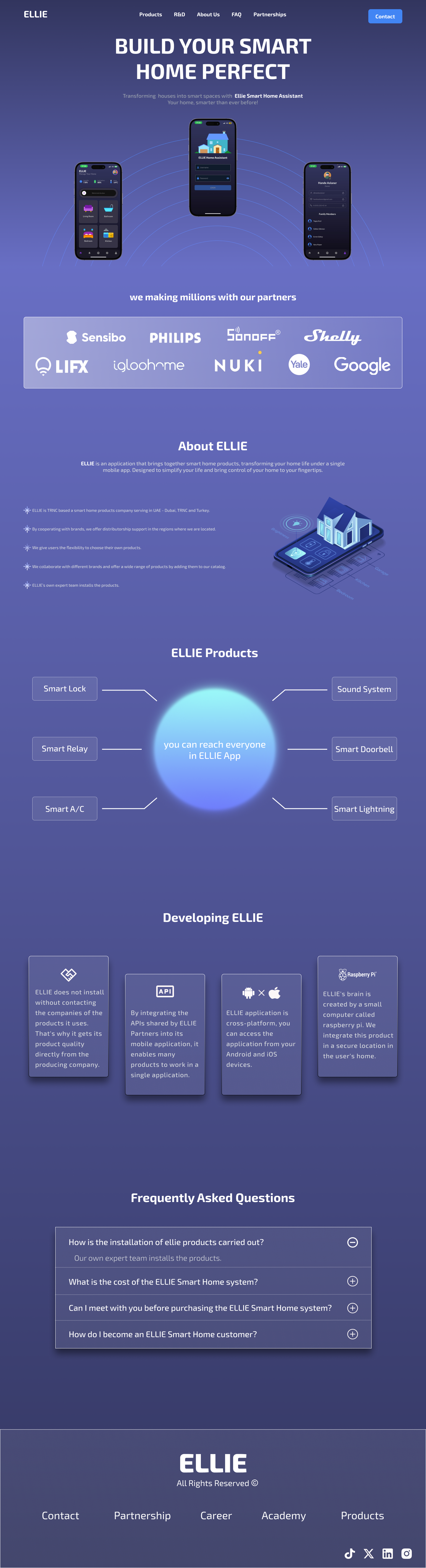 ELLIE Smart Home App Landing Page branding design smarthome smarthomeapp ui ui design uiux designer ux yale