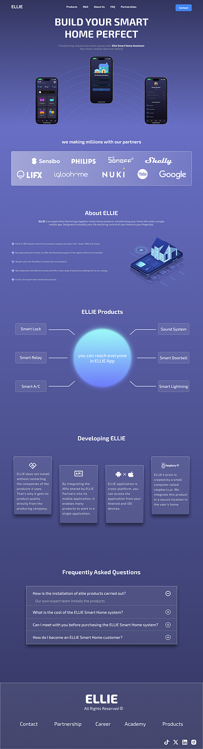 ELLIE Smart Home App Landing Page branding design smarthome smarthomeapp ui ui design uiux designer ux yale