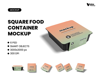 Square Food Container Mockup takeout box