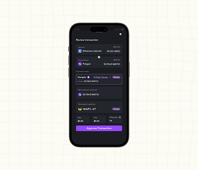 Review bridging transaction page crypto design ui