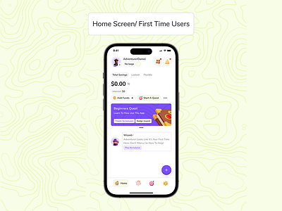 Home screen - Save Quest design ui