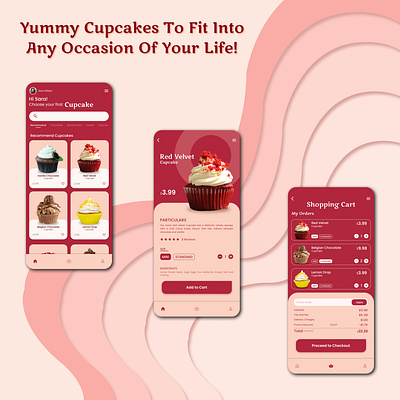 Cupcake Mobile App Design app branding design graphic design illustration logo typography ui ux vector