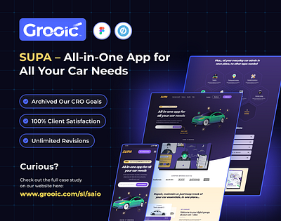 SUPA – All-in-One App for All Your Car Needs automotive branding conversion rate cro digital marketing figma growth marketing landing page landing page design technology ui