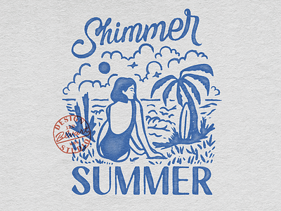 Shimmer Summer Artwork apparel branding design graphic design illu illustration lettering logo mockup rustic summer t shirt design typography vector vibe vintage worn texture