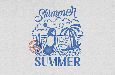 Shimmer Summer Artwork apparel branding design graphic design illu illustration lettering logo mockup rustic summer t shirt design typography vector vibe vintage worn texture