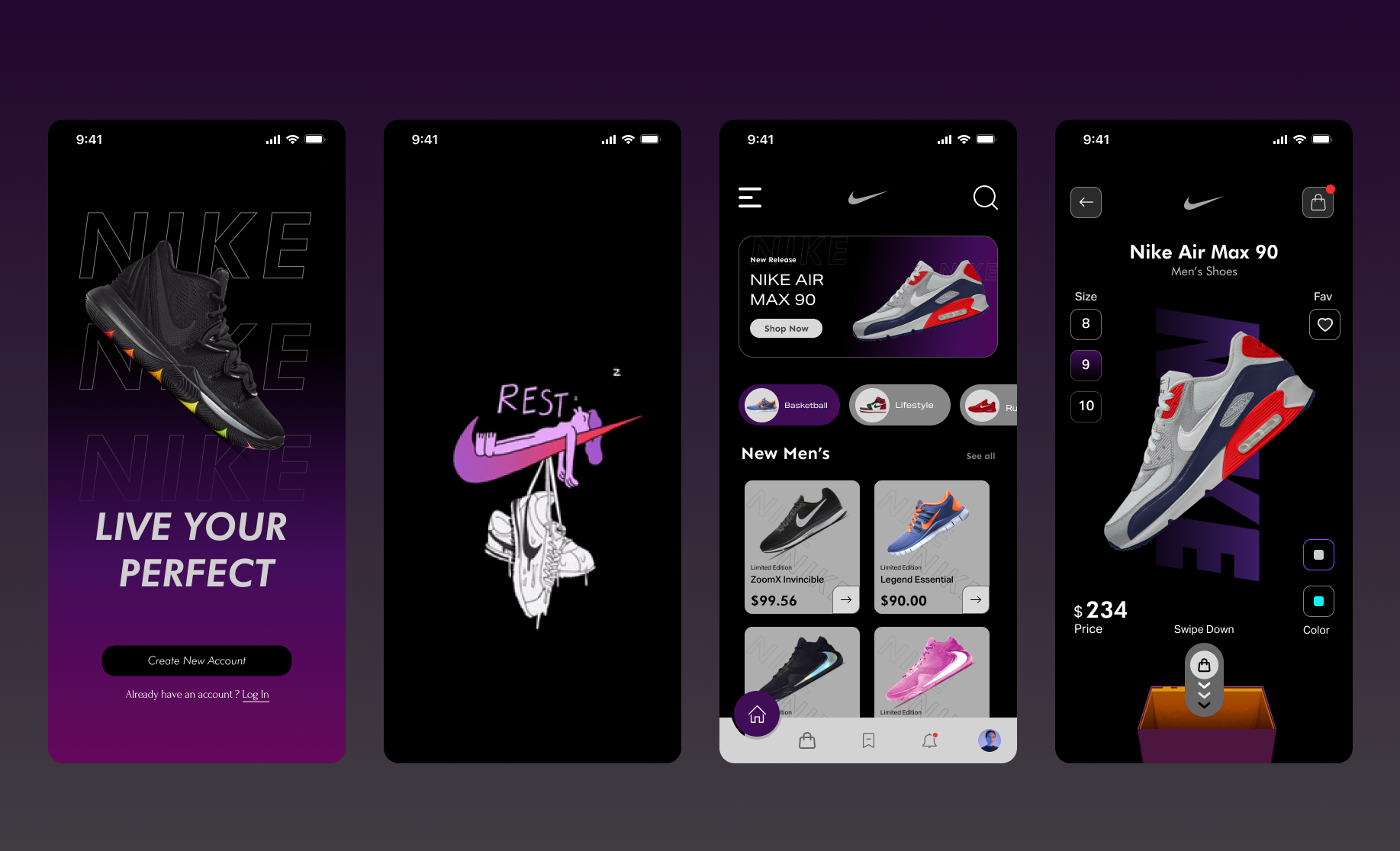 Nike Shoes Application app design graphic design motion graphics ui ux