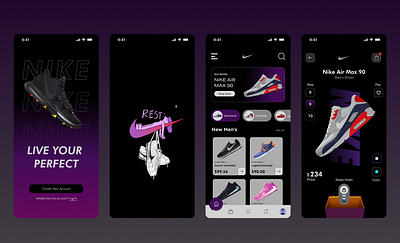 Nike Shoes Application app design graphic design motion graphics ui ux