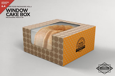 Cake Window Box Packaging Mockup ake bakery bakeshop bundt cafe cake cake window box packaging mockup kraft mockup packaging paper sweets