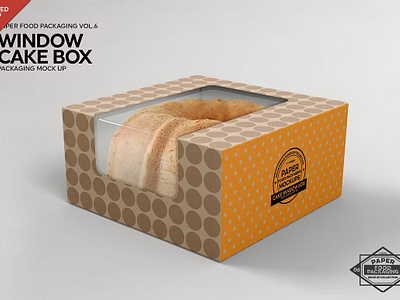 Cake Window Box Packaging Mockup ake bakery bakeshop bundt cafe cake cake window box packaging mockup kraft mockup packaging paper sweets