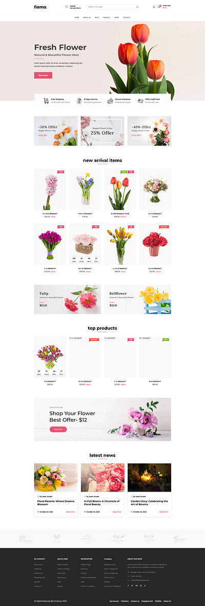 Fiama - Flower Shop & Florist Shopify Theme OS 2.0 ecommerce electronics flower jewelry minimal responsive shopify shopify theme store