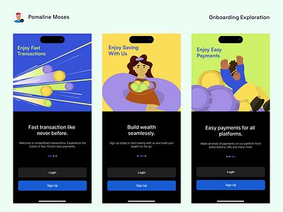 Onboarding Exploration app design money onboarding payment save ui uiux ux