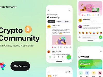 Crypto Community App UI Kit community application crypto application crypto community app ui kit crypto community ui kit crypto social app crypto social application crypto social design crypto social ui kit cryptocurrency cryptocurrency wallet ui design ui kit wallet