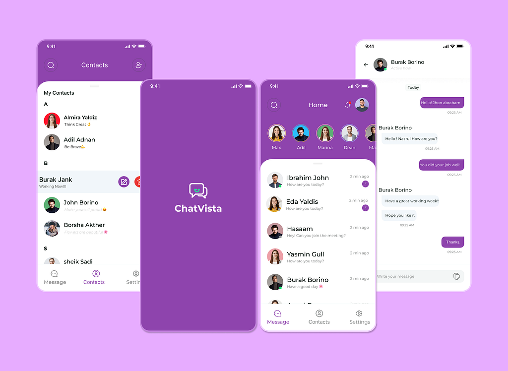 ChatVista-Text Messaging App by Sumayya Iftikhar on Dribbble