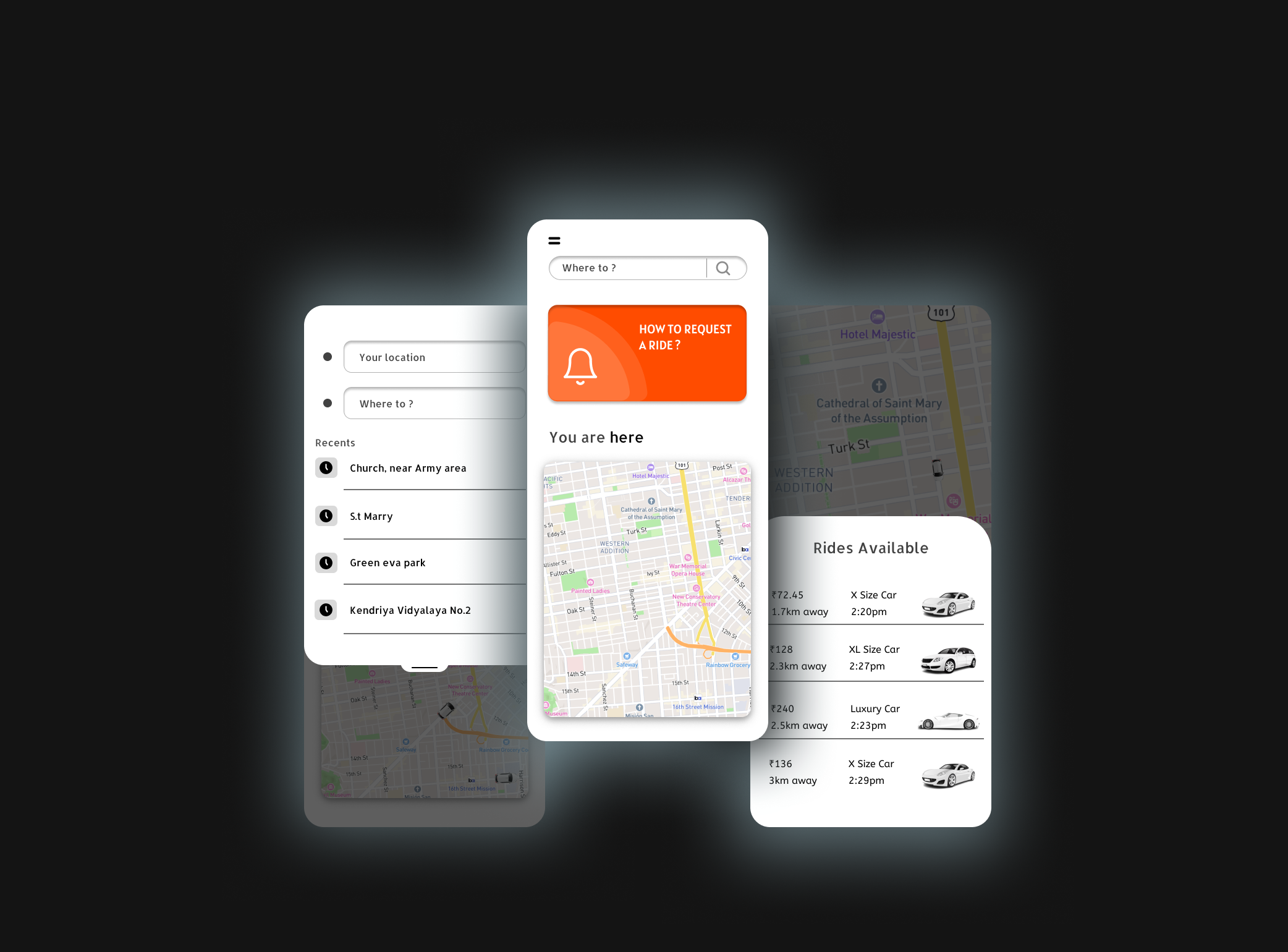 Cab Booking Application figma graphic design ui uiux user experience user interface ux