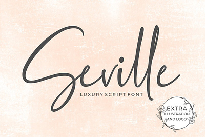 Seville Script Fonts casual chic craft crafted fashionable handwriting handwritten logo template modern premade rustic signature thin