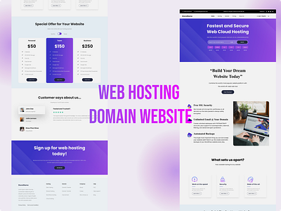 Web Hosting Domain Website UX/UI brand branding design fashion figma hosting mobile purple saas trend ui uiux user experience ux web website