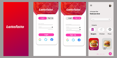 lattofatto food app food app graphic design logo menu page sign in sign up ui