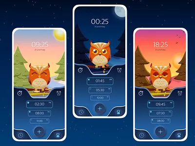 owl clock animation clock graphic design ui userinterface ux