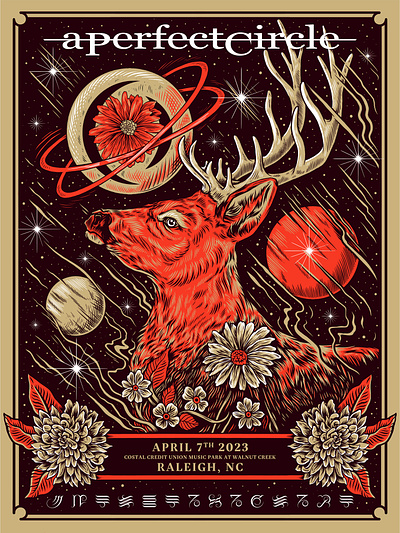 A Perfect Circle art cosmic deer drawing gig poster illustration nature poster poster design screen print