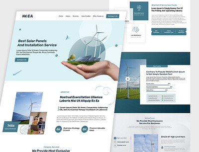 Solar Panel & Installation Website Design business clean company energy saving green green energy hero homepage landing page panel renewable renewable energy solar panel solar power ui ui design web web design website design wind energy