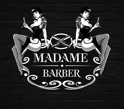 Madame Barber artwork barber barbershop beast beer branding design graphic design hand lettering headshop hipster illustration lettering logo mascot razor sexy typography vector vintage