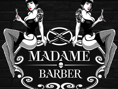 Madame Barber artwork barber barbershop beast beer branding design graphic design hand lettering headshop hipster illustration lettering logo mascot razor sexy typography vector vintage