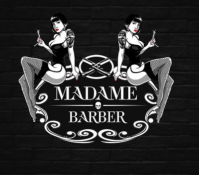 Madame Barber artwork barber barbershop beast beer branding design graphic design hand lettering headshop hipster illustration lettering logo mascot razor sexy typography vector vintage