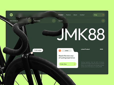 Bicycle Website - JMK88 3d adventure bicycle bike cycle design hero section illustration jmk mountain bike roadbike typography ui user interface ux web design website