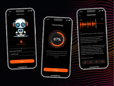 Transcription AI (Audio To Text) ai audio mobile app text ui