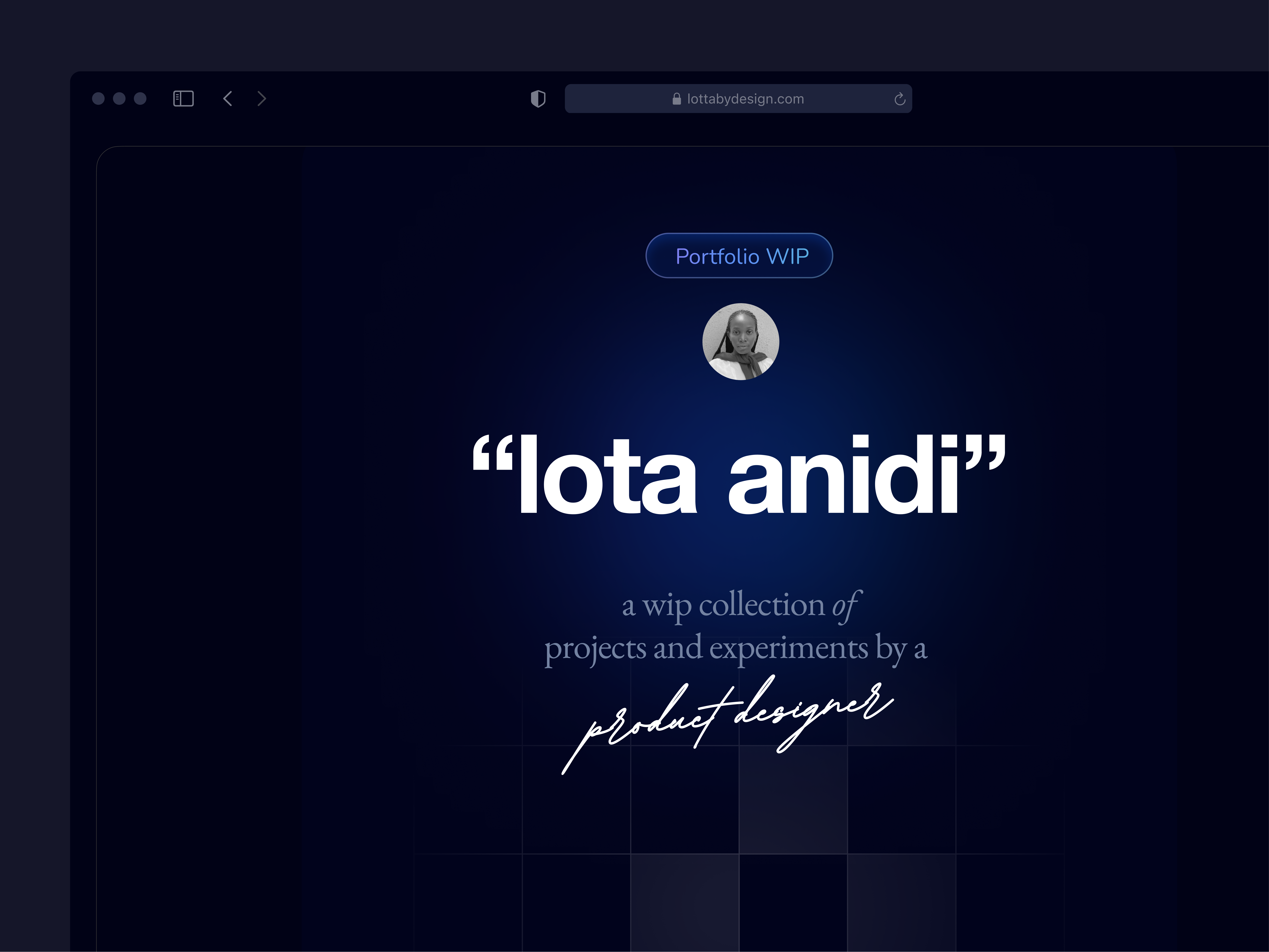 Experiment: WIP Portfolio dark theme portfolio