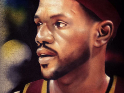 Lebron James portrait airbrush graphic design realism