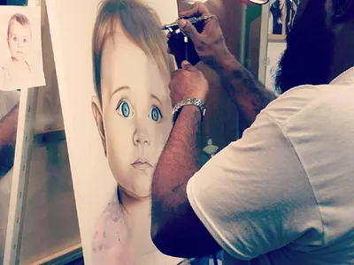 Baby portrait airbrush design graphic design realism