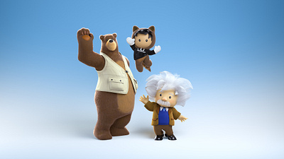 Einstein, Codey the Bear, and Astro 3d after effects animation bear boy c4d character animation cinema 4d einstein graphic design kid live action tracking