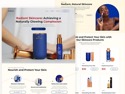Radiant - Elegant Cosmetic Landing page clean cosmetic graphic design landing page ui ui challenge web