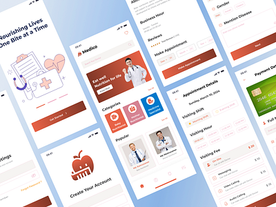 Medico || Nutritionist & Telemedicine App android chat clean clinic doctor doctor appointment health health care hospital illustration ios medical app messaging minimal mobile app nutritionist patient ui ux video call