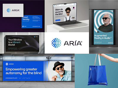 ARIA Branding accesibility billboards blind brand branding dissability logo logo design mock up sound start up tech visual inspitration waves website