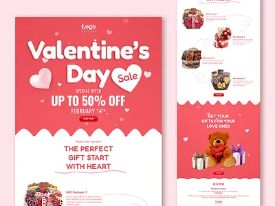 Valentine's Day Gift Shop Email & Web Design abandoned cart abdulhsaimon e newsletter ecommerce email design email marketing email newsletter email template emaildesign gift happyvalentinesday newsletter valentines day email design web design