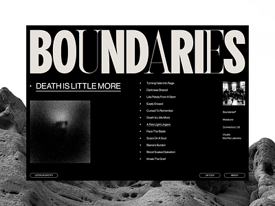 ⬤ BOUNDARIES | Artist Page — 175 artist page band blog page boundaries case study concept eddesignme el salvador interaction metalcore microsite music userexperience