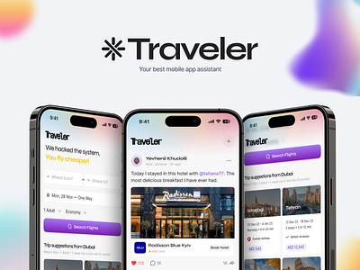 Traveler - the best assistant to all tourists app booking feed ios mobile social tickets travel ui