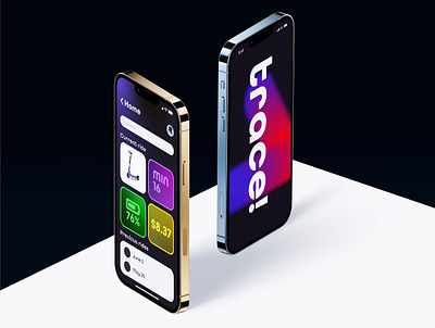 "Trace" Application Design - UX 3d application branding dark mode design identity logo mobile mockup product design ui ux