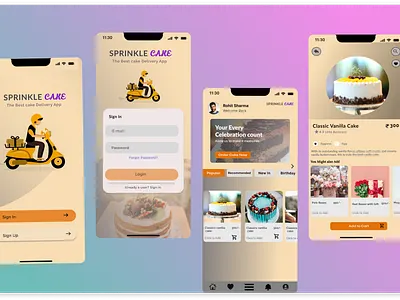 SPRINKLE CAKE DELIVERY APP animation appdesign branding dribble figma ui