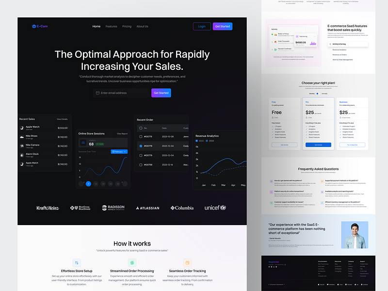 Ecommerce SaaS - Landing page analytics design ecommerce ecommerce dashboard ecommerce web elegant landing page marketing online store product landing page saas saas landing page saas website shop ui ux web web design website website design